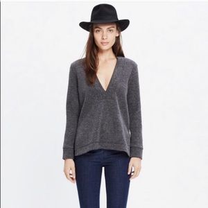 Madewell Gray V Neck Tunic Style Popover Sweater